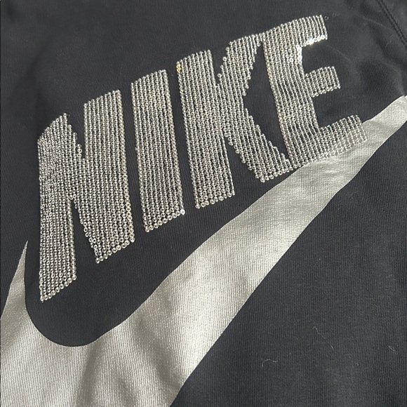 Nike Black Sweatshirt with Silver Embellished Logo - Picture 1 of 3